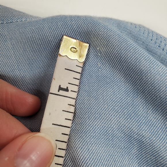 Ella Moss Blue Twill-Like Soft Western Fringe Button Down Shirt - Picture 8 of 8